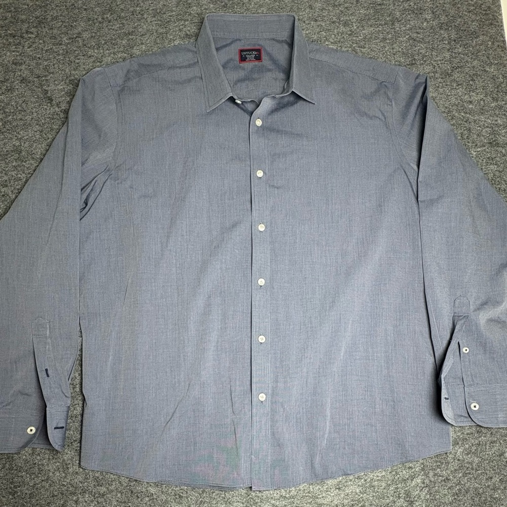 UNTUCKit Men’s Classic Long Sleeve Blue Dress Casual Shirt Size 3XL All Cotton